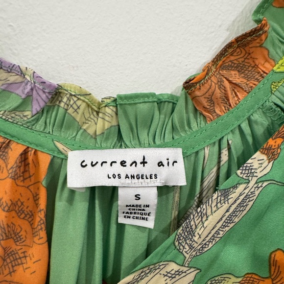 Current Air Women Green V Neck Flowy Floral Pattern Pleated Maxi Dress Size S - Picture 7 of 7